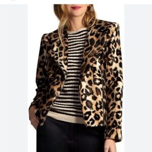 Trina Turk faux fur moto jacket, size 2